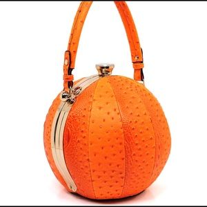 Beautiful Orange Ostrich Stripe Frame Satchel